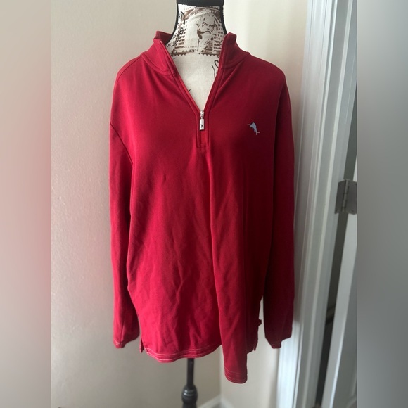 Tommy Bahama Men's Red Half-Zip Sweater size Large - Picture 1 of 5